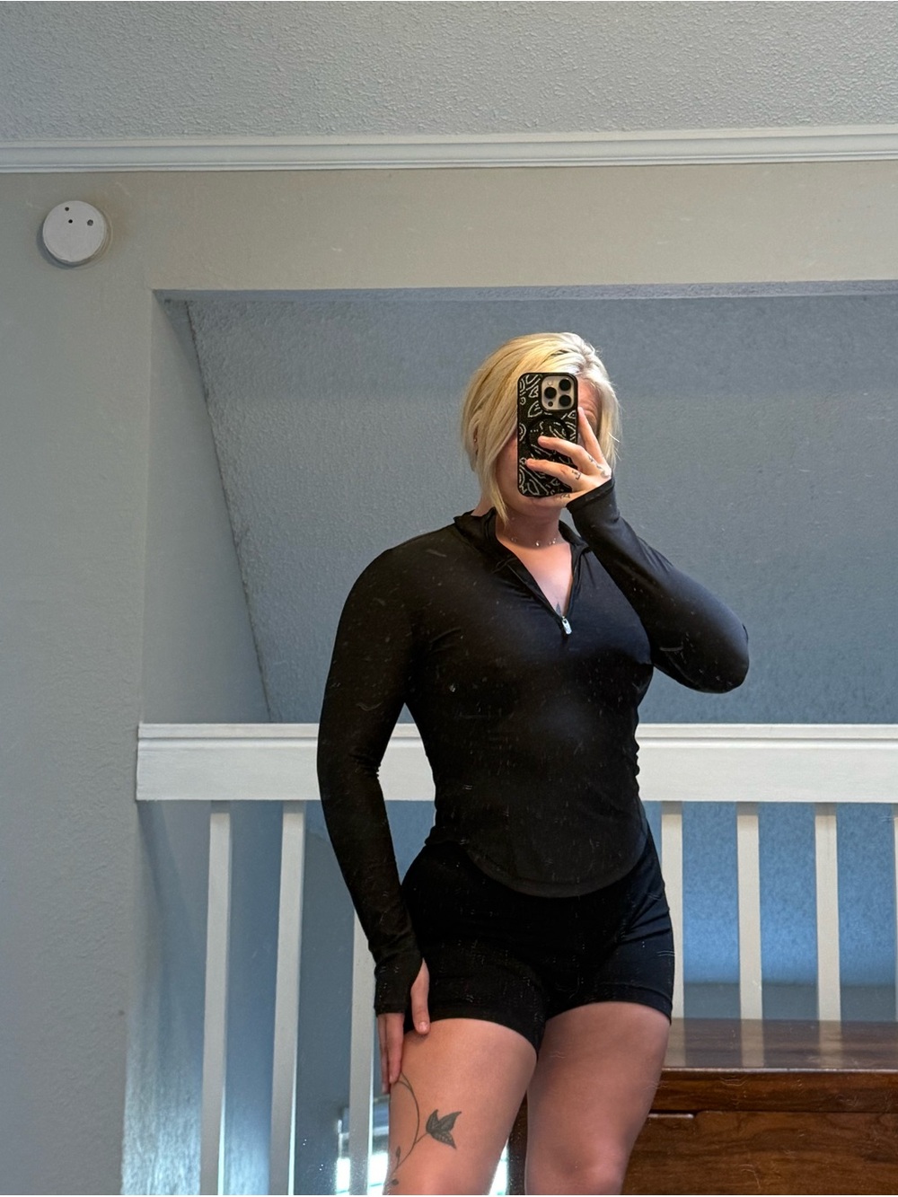 DSG Black Long-Sleeve Cowl Quarter-Zip Sweater